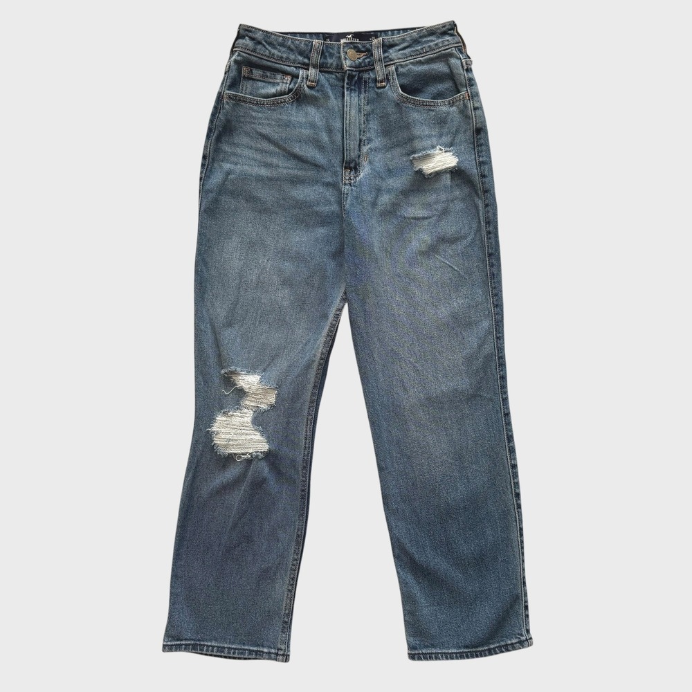 Hollister Ultra High-Rise Vintage Straight Distressed Jeans 1S Short W25 Grunge